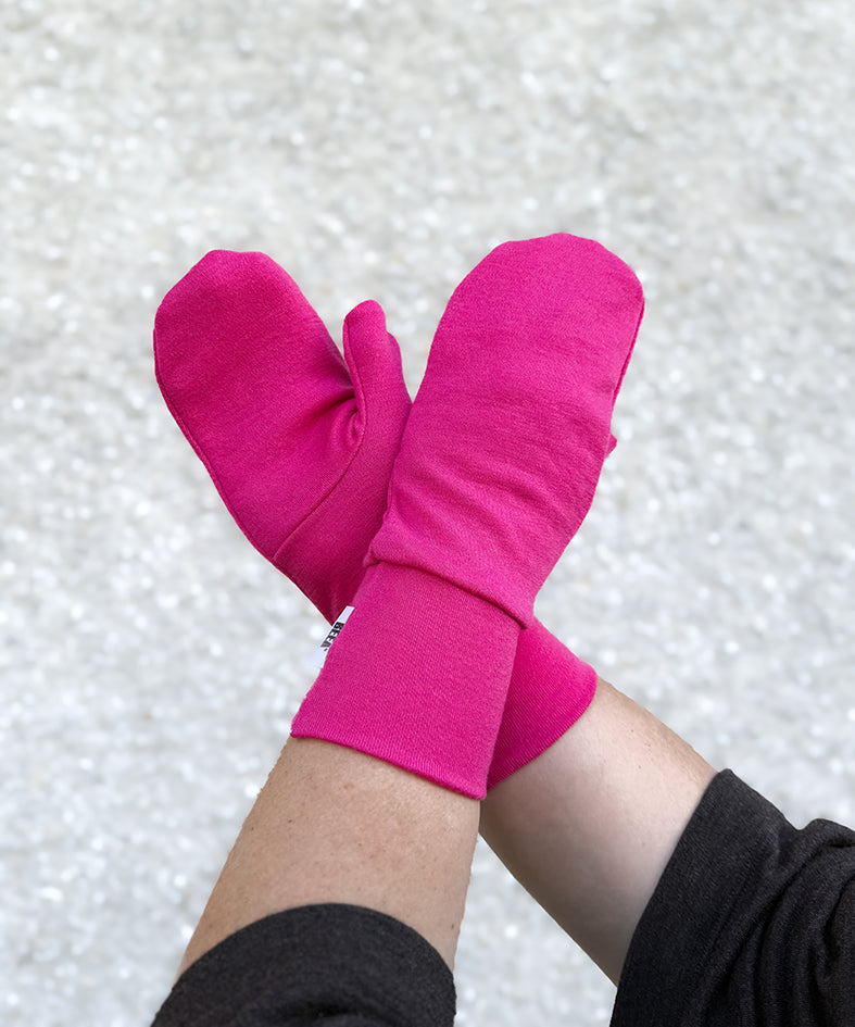 Merinovillalapaset aikuisille vaaleanpunaisena - tehty Suomessa