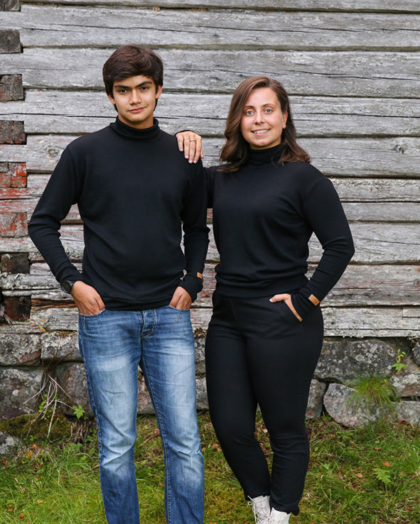 VARMA - MERINO POLO UNISEX,  BLACK